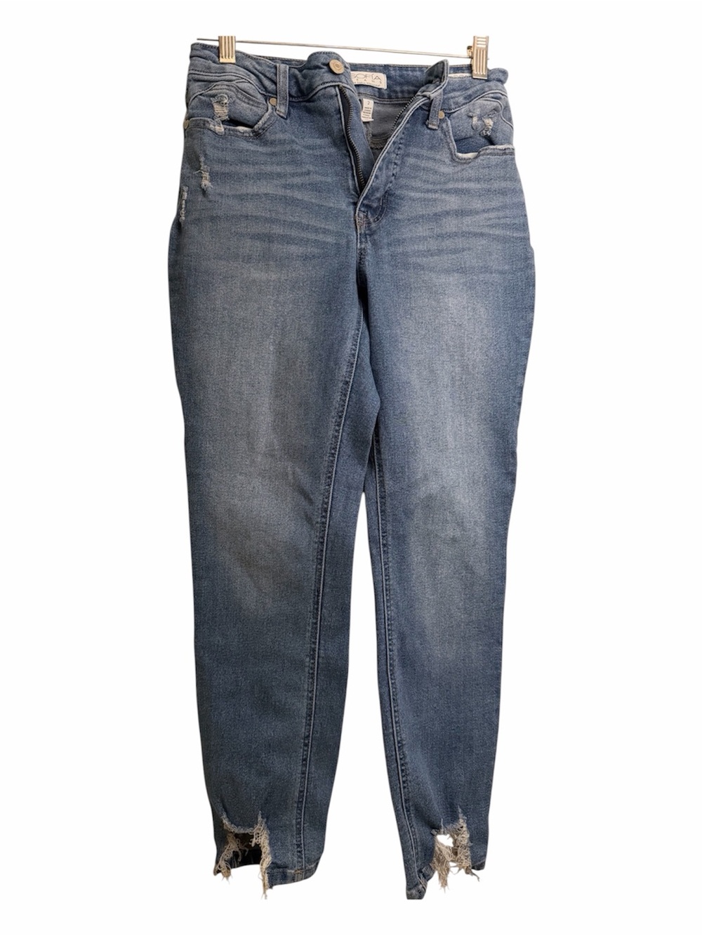 sofia by sofia vergara Distressed Cropped Blue Jeans